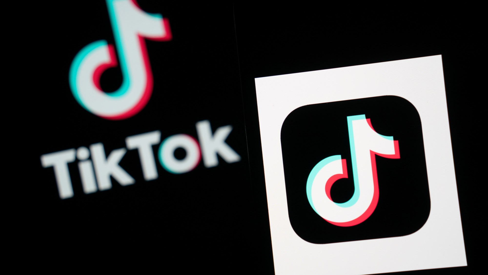 In this photo illustration, the TikTok logos are seen on screens on Jan. 18 in Hong Kong. The app has irrevocably changed Hollywood.